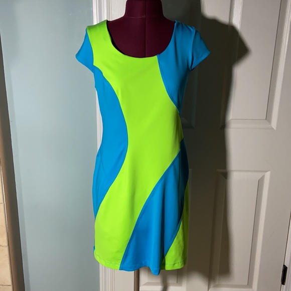 Kevan Hall Sport Dress Golf Sleeveless Front Zip Abstract Art Print - Picture 2 of 9